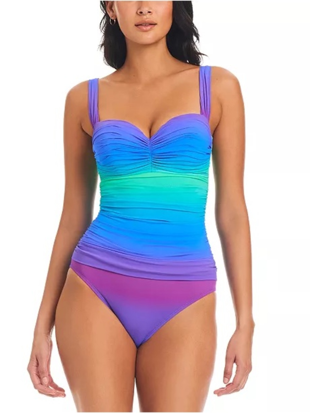Bleu Rod Beattie Heat Of The Moment Shirred Bandeau One-Piece Swimsuit